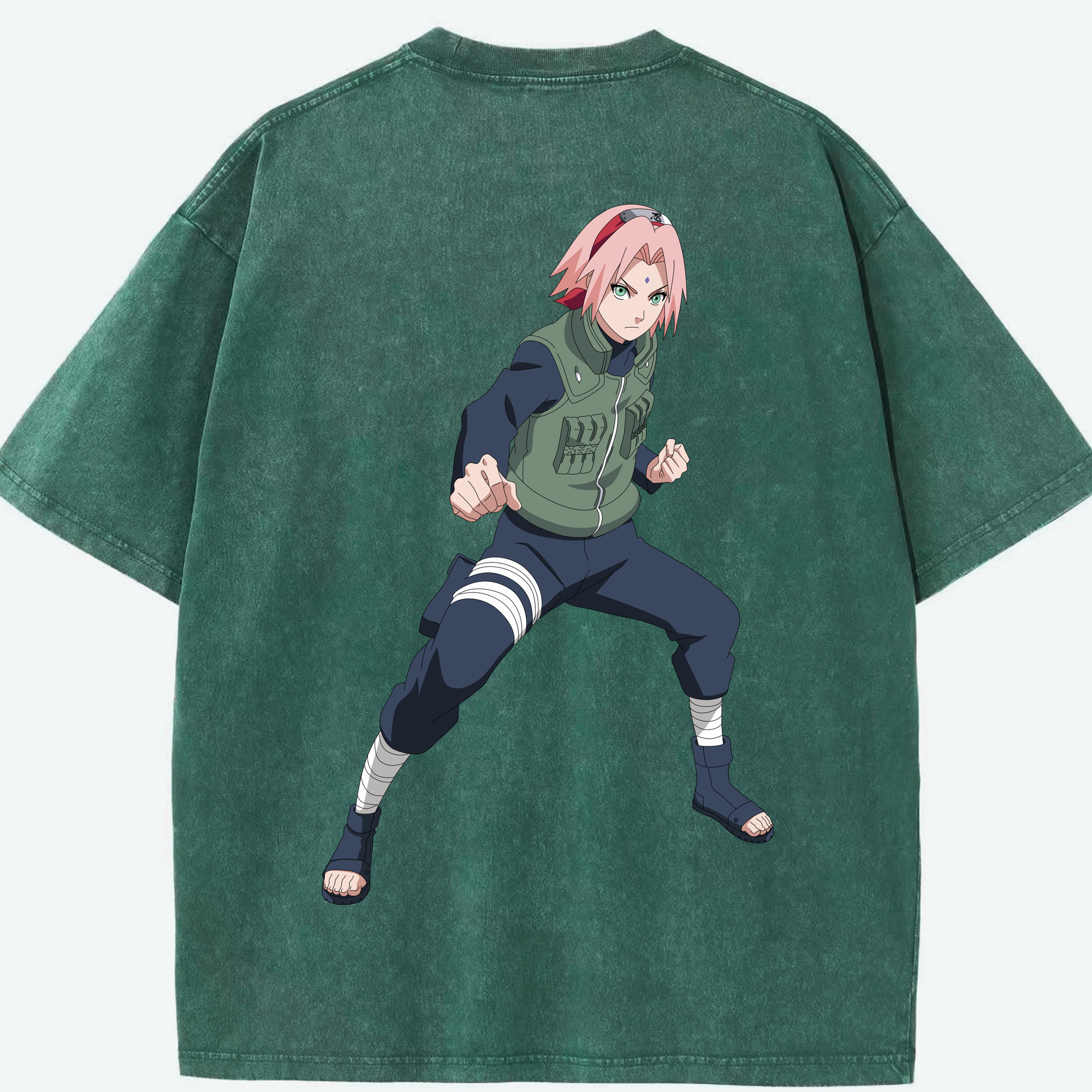 （画像用） NARUTO -ナルト- 春野サクラ Haruno Sakura 綿100% ヴィンテージ風 半袖Tシャツ（背面プリント）